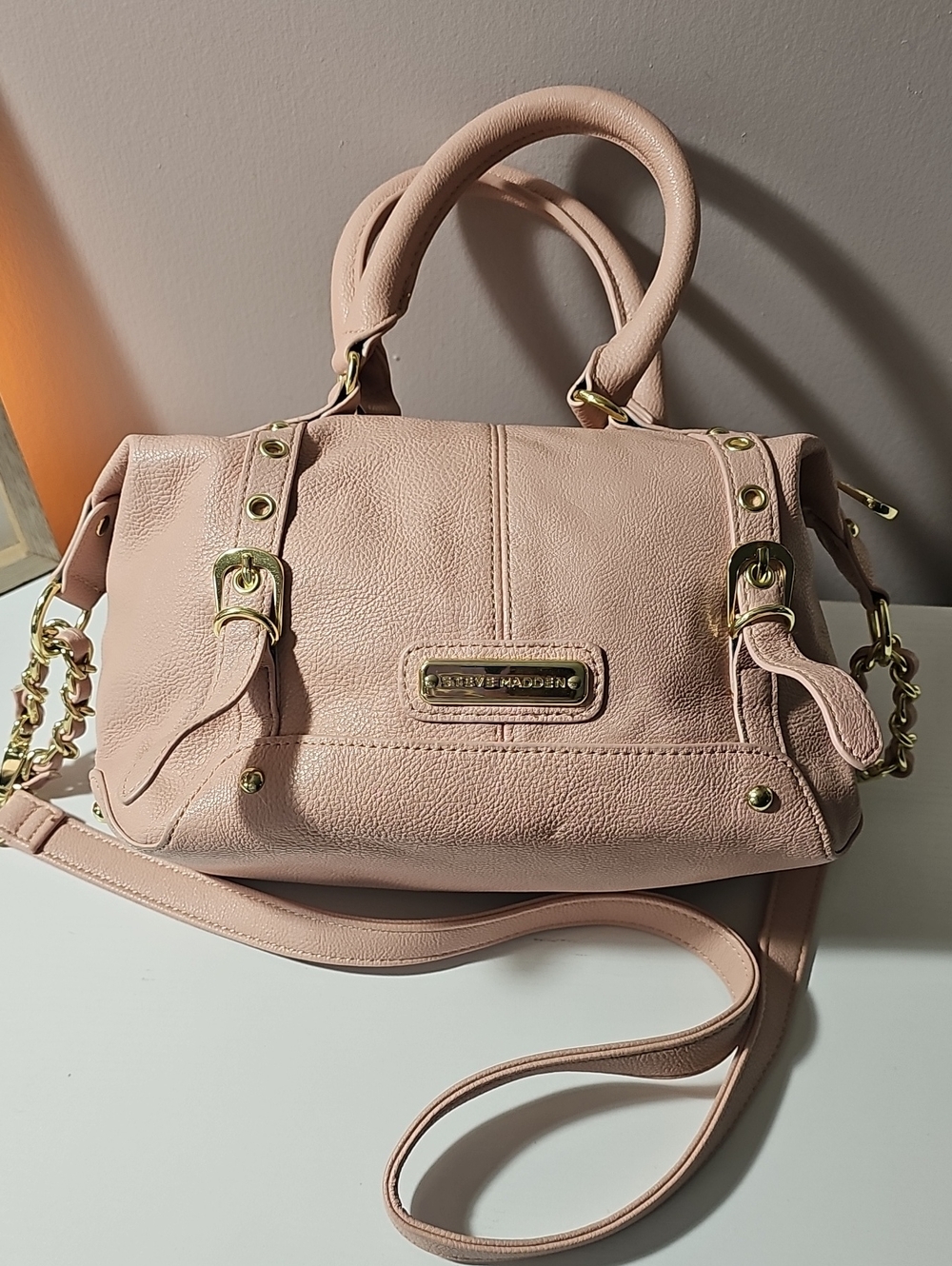 Steve Madden Pink Studded Barrel Bag